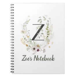 Initial Z mit weicher Blume Notizblock