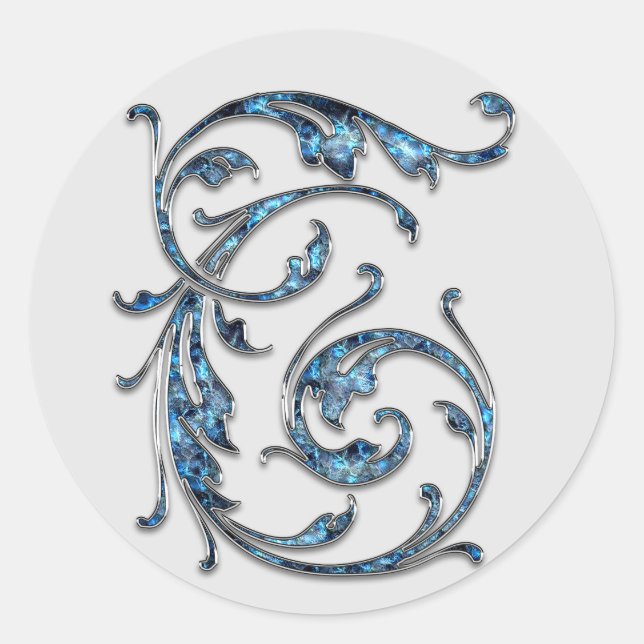 Initialaufkleber für Monogramm Runder Aufkleber (Vorderseite)