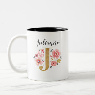 Initialbrief J Zweifarbige Tasse