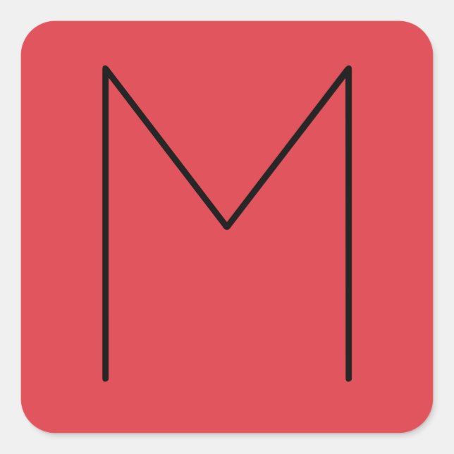 Initialbrief Mit Monogramm Modernes Minimalistisch Quadratischer Aufkleber (Vorderseite)