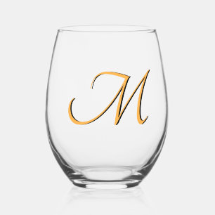 Initialbrief Pastel Orange Elegant Monogram Weinglas Ohne Stiel
