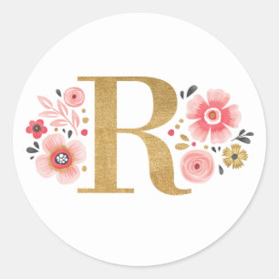 Initialbrief R Runder Aufkleber