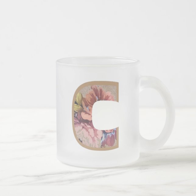Initialbuchstabe C Monogramm der Rustikalen Floral Mattglastasse (Rechts)