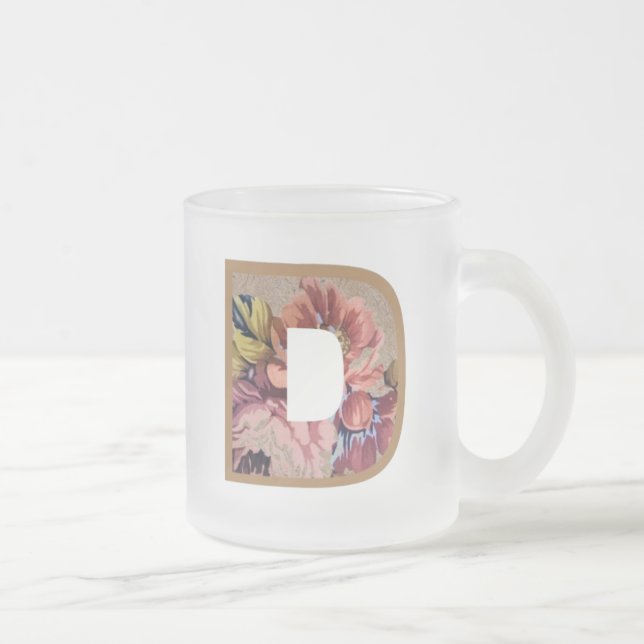 Initialbuchstabe D Monogramm der rustikalen Floral Mattglastasse (Rechts)