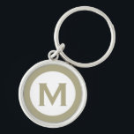 Initialbuchstabe der Minimal Classic Sage Monogram Schlüsselanhänger<br><div class="desc">Moderner mit Monogramm Schlüsselanhänger mit Monogramm als Initial in Weiß und Grün.</div>
