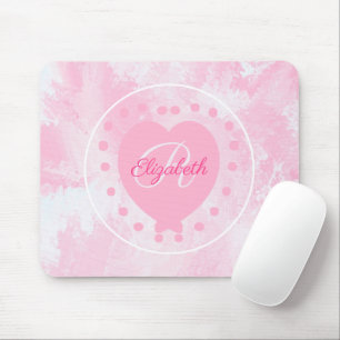 Initialbuchstabe des Chic Heart Monogram Pink Whit Mousepad