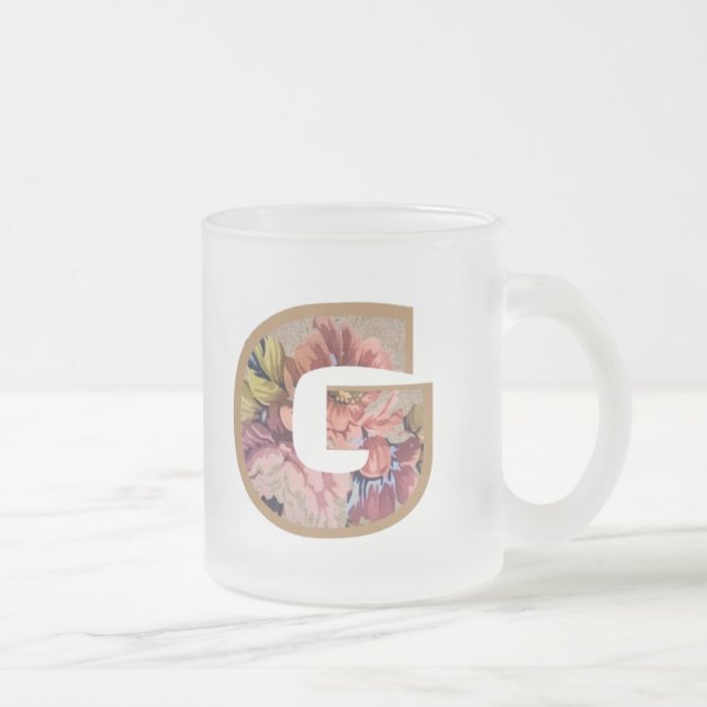 Initialbuchstabe G Monogramm für rustikale Floral Mattglastasse (Rechts)