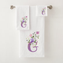Initialbuchstabe G Plus Blumendesign Badetuch Set