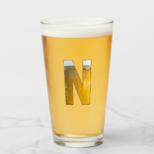 Initialbuchstabe N der Funny Beer Head Monogram Glas