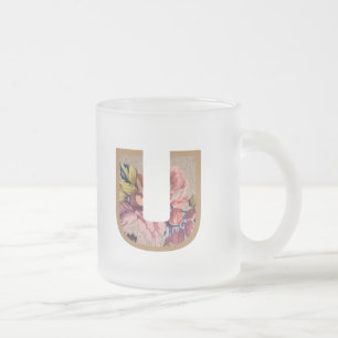 Initialbuchstabe U Monogramm für rustikale Floral Mattglastasse