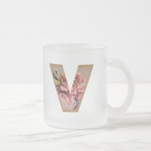 Initialbuchstabe V Monogramm für rustikale Flora Mattglastasse