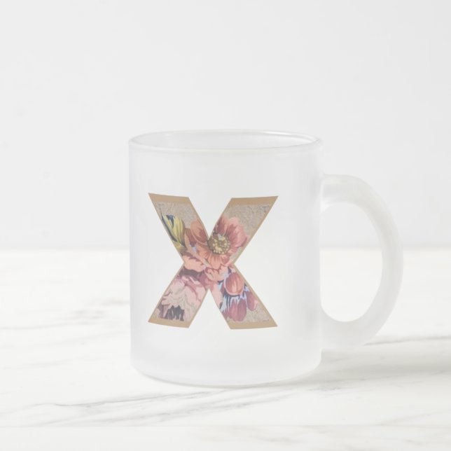Initialbuchstabe X Monogramm für rustikale Flora Mattglastasse (Rechts)