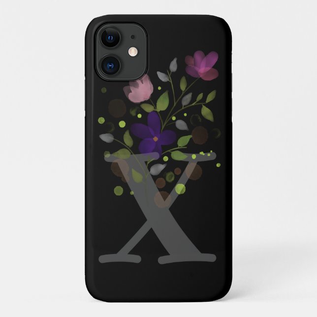 Initialbuchstabe X Plus Blumendesign Case-Mate iPhone Hülle (Rückseite)