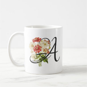 Initiale A, Vintage Anémones café Mug