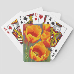 Initiale Blume in Gelb und Rot Tulip Spielkarten