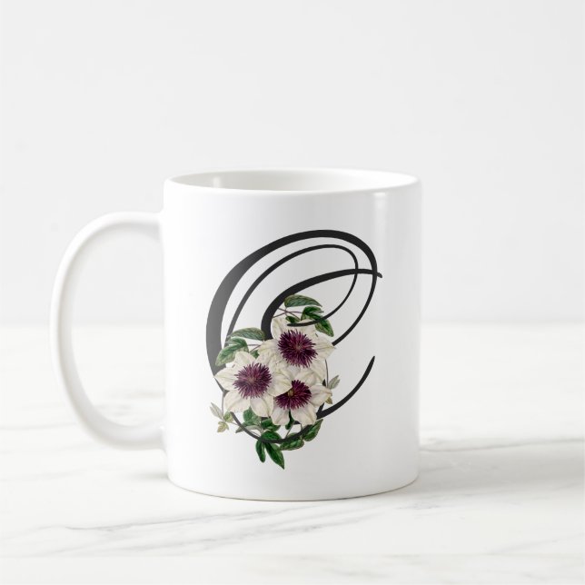 Initiale C, Vintage Clematis Kaffeetasse (Links)