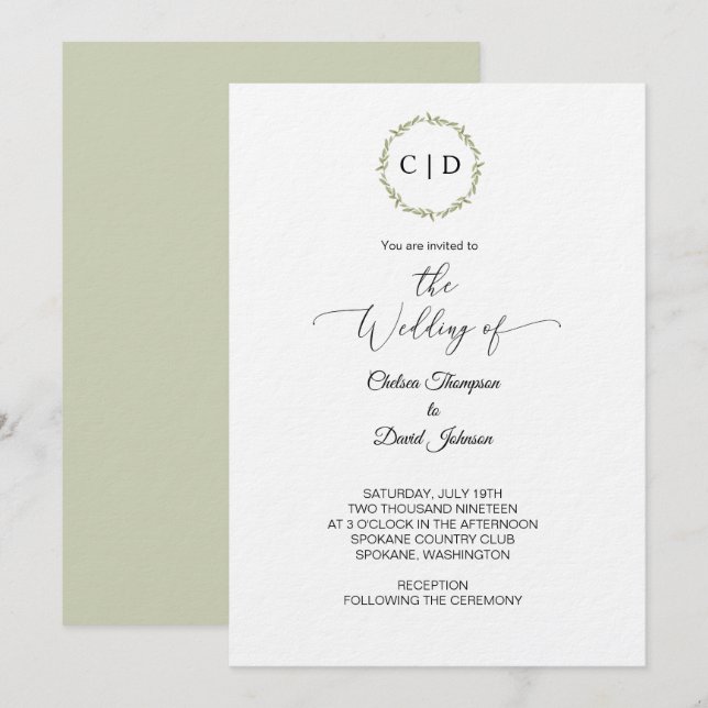 Initiale Einladung für das Minimal-Aquarellmonogra (Vorne/Hinten)