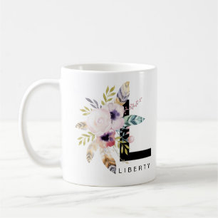 Initiale "L" Alphabet-Tassen-Monogramm Boho Kaffeetasse