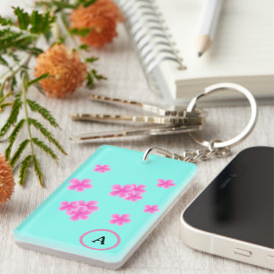 initiale Monogramm Retro-Rosa-Florin personalisier Schlüsselanhänger