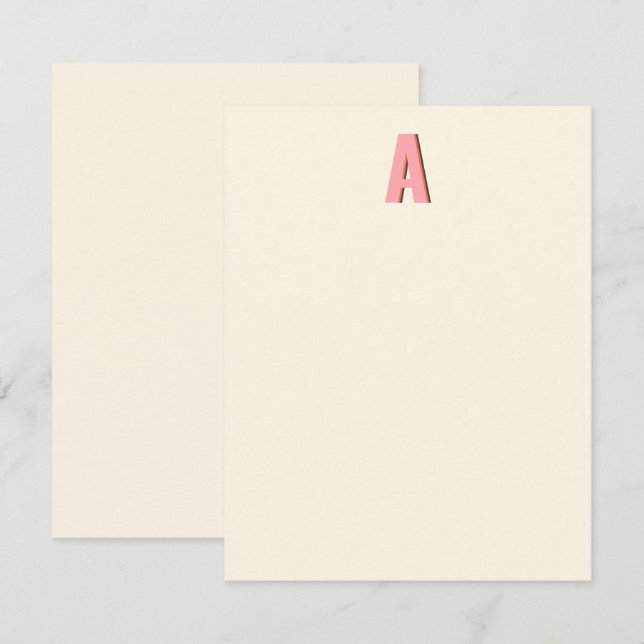 Initiale rosa und orangefarbene Retro-Typografie Mitteilungskarte (Vorne/Hinten)