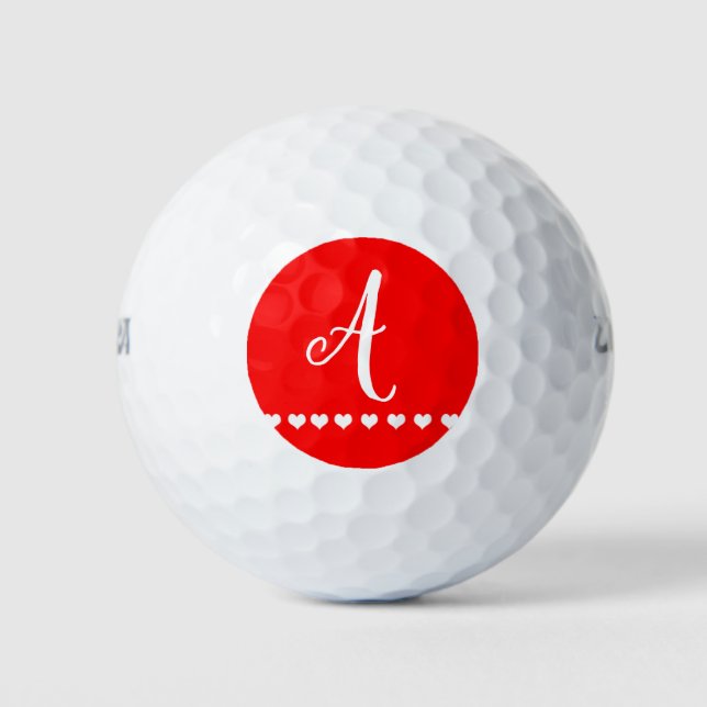 Initiale Rot-und Weißmonogramm Golfball (Vorderseite)