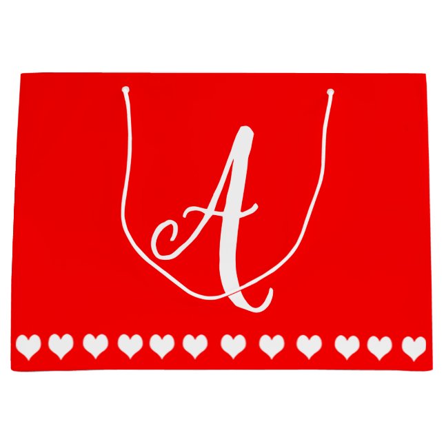 Initiale Rot-und Weißmonogramm Große Geschenktüte (Vorderseite)
