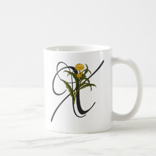 Initiale X, Xerochrysum bractea Mug café