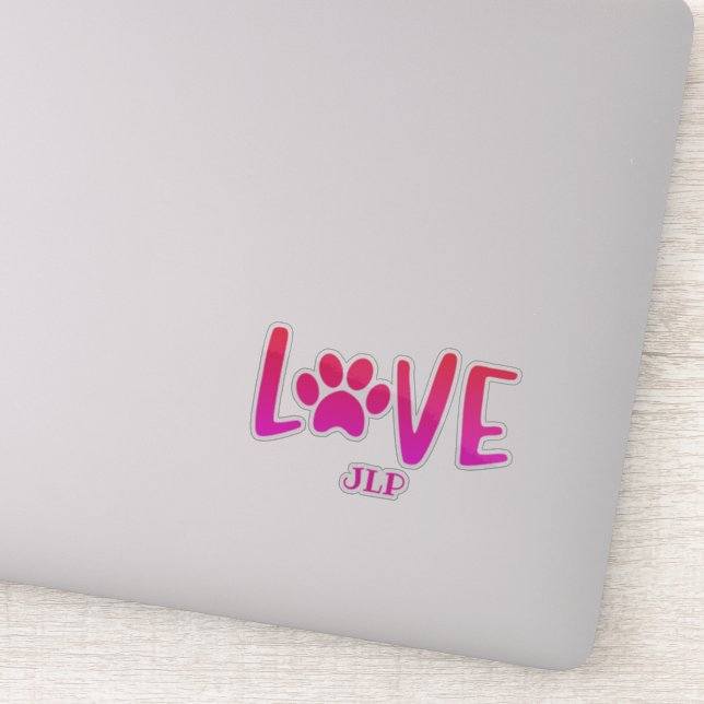 Initialed Liebe Paw Aufkleber (Detail)