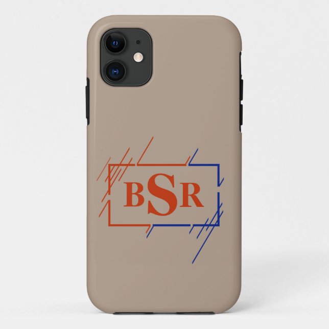 Initialen ändern, 3 Buchstaben Monogramm braun bla Case-Mate iPhone Hülle (Rückseite)