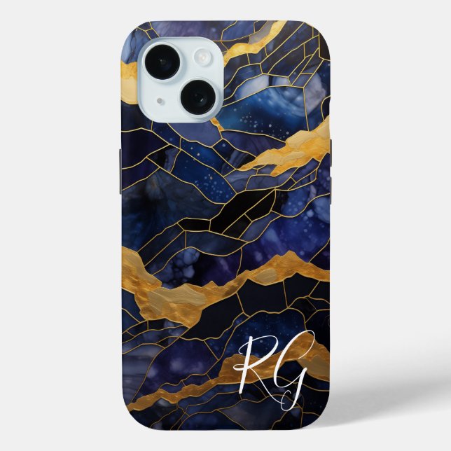 Initialen der Abstrakten Marmormonographie Case-Mate iPhone Hülle (Rückseite)