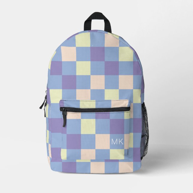 Initialen der einfarbigen hellblauen Karteikarte Bedruckter Rucksack (Vorderseite)