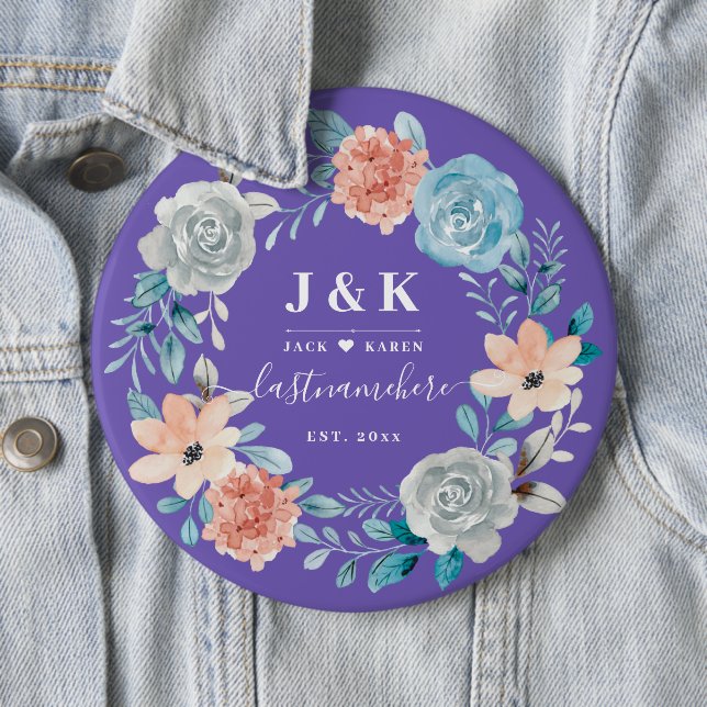 Initialen der Floral Monogram mit benutzerdefinier Button (Beispiel)