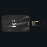 Initialen der klassischen Black Leather Monogram Gepäckanhänger<br><div class="desc">Eleganter klassischer Minimal Black Leather Monogram Initials Gepäcktag. Enthält Imitate Lederhintergrund.</div>