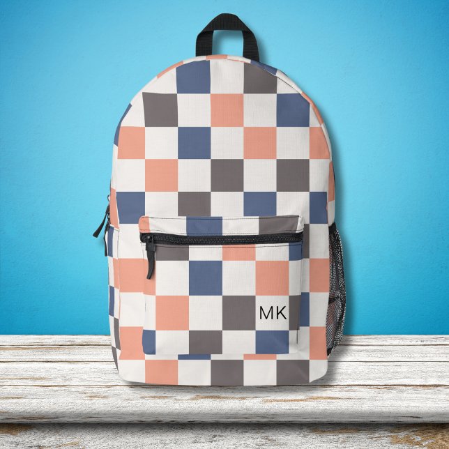 Initialen der niedlichen Girly Checkerboard Monogr Bedruckter Rucksack (Von Creator hochgeladen)