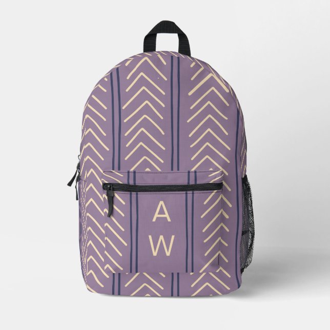 Initialen der niedlichen Lila geometrischen Pfeile Bedruckter Rucksack (Vorderseite)