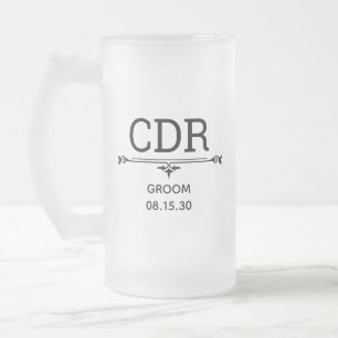 Initialen des Bräutigams Mattglas Bierglas