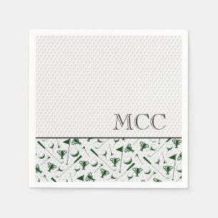 Initialen des Green White Golf Ball Monogram Serviette