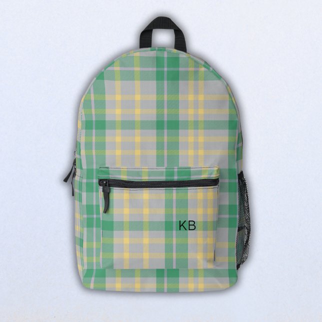 Initialen des lila Karierten Tartan-Karos Monogram Bedruckter Rucksack (Von Creator hochgeladen)