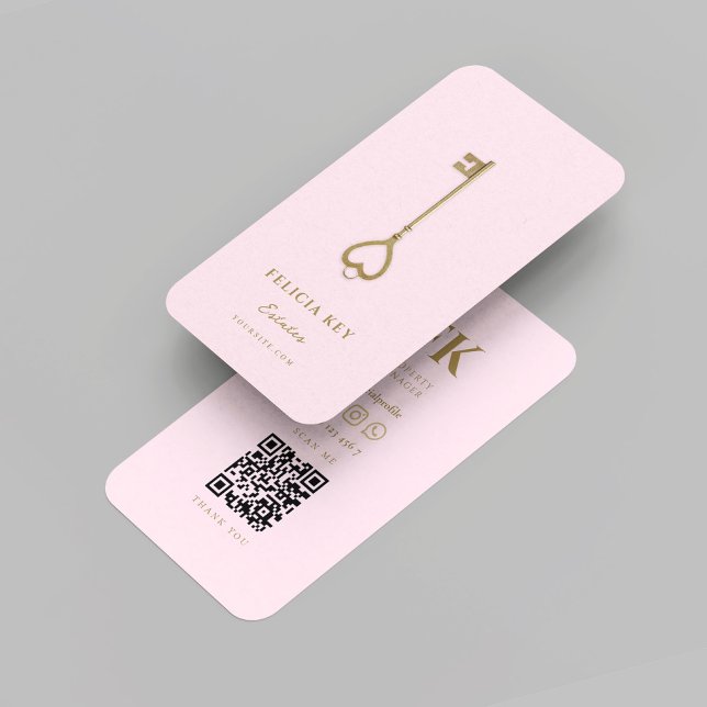 Initialen des modernen Real Anwesen Agent Visitenkarte (Modern Realtor Real Estate Agent Initials monogram pink Business Card
)