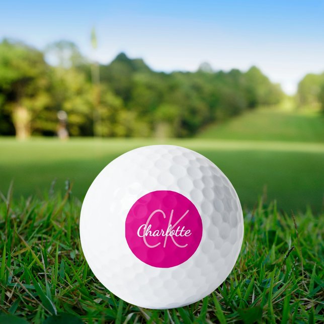 Initialen des Monogrammes mit heißen rosa Namen Golfball (Von Creator hochgeladen)