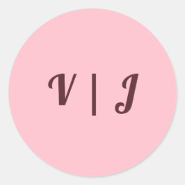 Initialen des Paares auf kleinem runden rosa Aufkl Runder Aufkleber