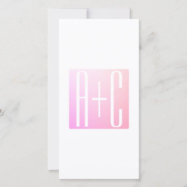 Initialen des Paares | Subtile Pink Gradation (Vorderseite)