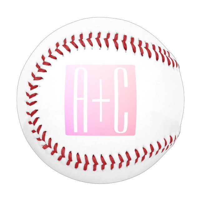 Initialen des Paares | Subtile Pink Gradation Baseball (Vorderseite Links)