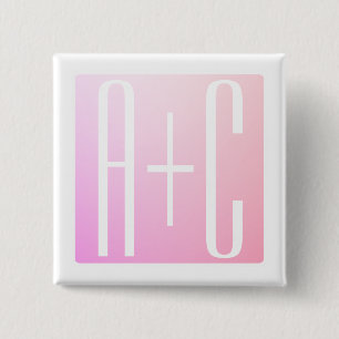 Initialen des Paares Subtile Pink Gradation Button