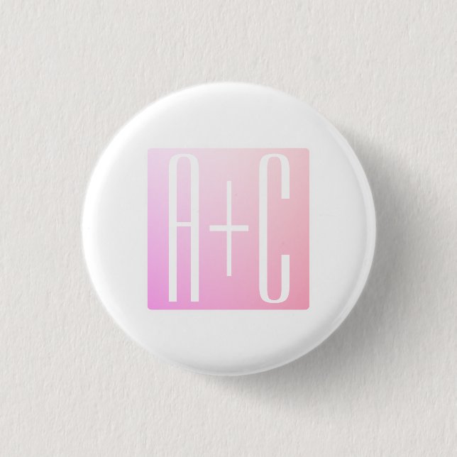 Initialen des Paares | Subtile Pink Gradation Button (Vorderseite)
