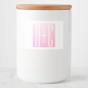 Initialen des Paares   Subtile Pink Gradation Lebensmitteletikett