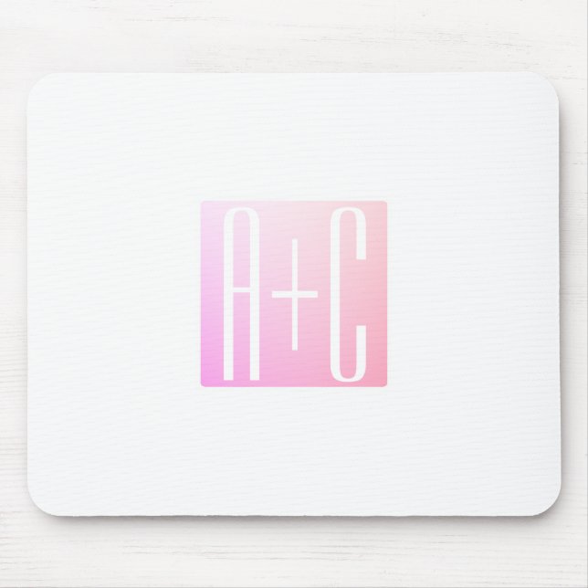 Initialen des Paares | Subtile Pink Gradation Mousepad (Vorne)