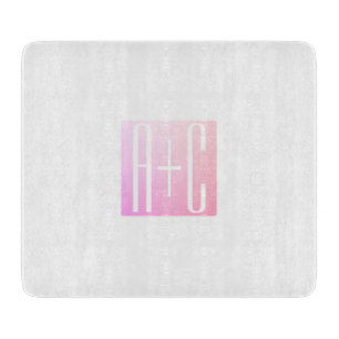 Initialen des Paares   Subtile Pink Gradation Schneidebrett