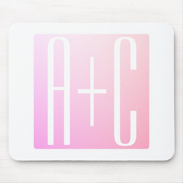 Initialen des Paares | Subtile rosa Abstufung Mousepad (Vorne)