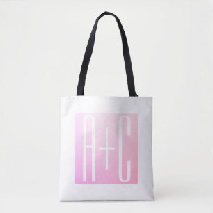 Initialen des Paares Subtile rosa Abstufung Tasche